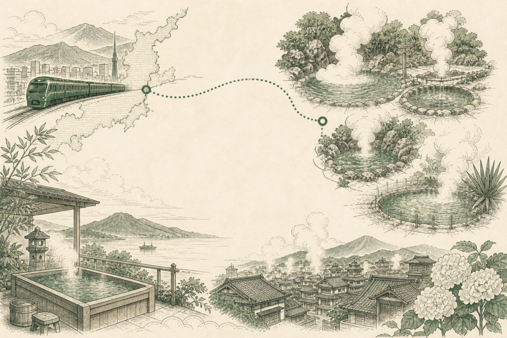 Illustration: Beppu Day Trip From Fukuoka: The Hell Tour + Onsen Itinerary, Minute by Minute (August 2026)