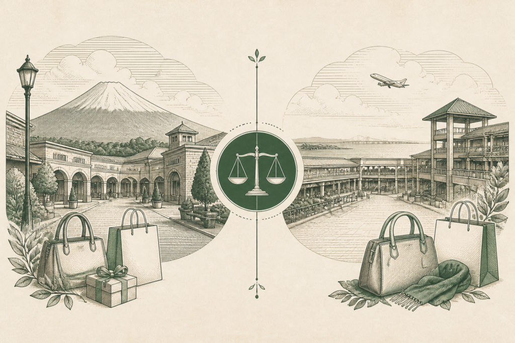 Illustration: Gotemba vs. Rinku Premium Outlets: Which Japan Outlet Mall Fits Your Trip?