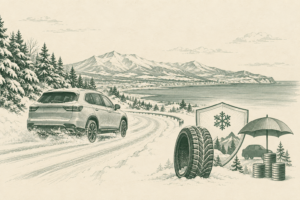 Illustration: Winter Driving in Hokkaido: The Studless Tire Law and What Insurance Really Costs