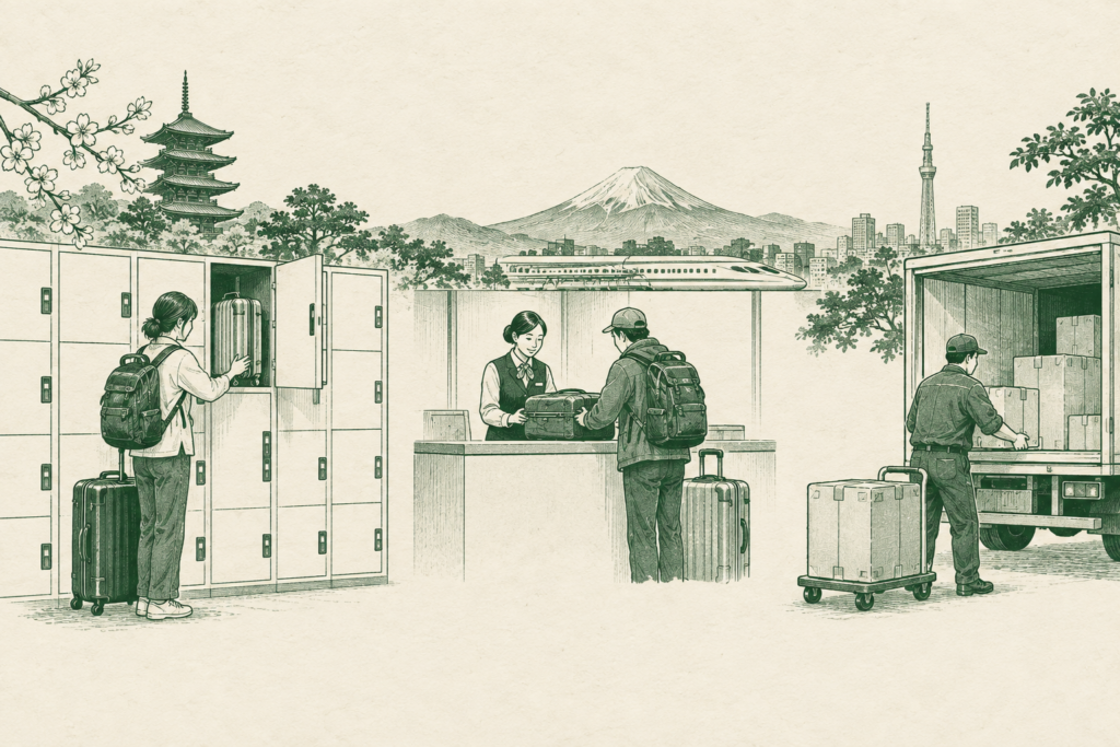 Illustration: Japan Luggage Storage Cost Guide: Lockers vs Counters vs Takkyubin